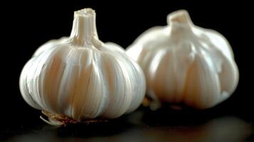 AI generated Two Garlic Bulbs on Table photo