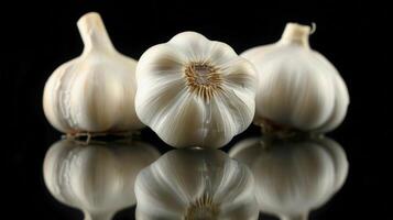 AI generated Two Garlic Bulbs on Table photo