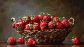 AI generated Strawberries in a Basket photo