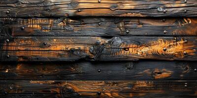 AI generated Wooden texture background. Old wooden planks with knots and nail holes. photo