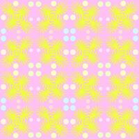 Seamless vector pattern, ornament with flowers, swirls and circles in trendy colors.