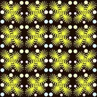 Seamless vector pattern, ornament with flowers, swirls and circles in trendy colors.