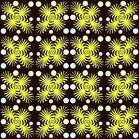 Seamless vector pattern, ornament with flowers, swirls and circles in trendy colors.