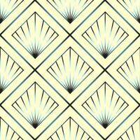 Seamless Art Deco vector pattern with rhombuses, suns, lines and other geometric shapes in gradients