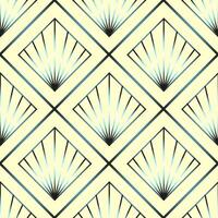 Seamless Art Deco vector pattern with rhombuses, suns, lines and other geometric shapes in gradients