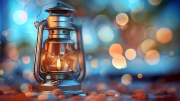 AI generated Lantern on a background of bokeh. photo