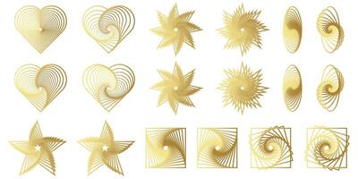 Geometric abstract flower shape set, star figure vector icon kit, funky retro brutal minimal art. Simple Memphis y2k elements collection, floral grid flat bauhaus template. Abstract flower forms