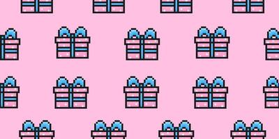 gift box pattern, pixel art, seamless, 8 bit, 80s, 90s games, computer arcade game style, pink color, vector illustration