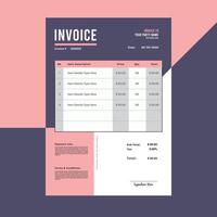 pink and purple invoice template design for your business Business invoice form template new eps 10 vector