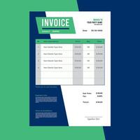 Green and blue invoice template design for your business Business invoice form template new eps 10 vector