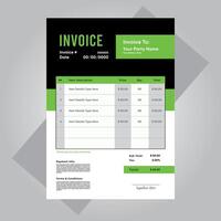 Green and Black invoice template design for your business Business invoice form template new eps 10 vector