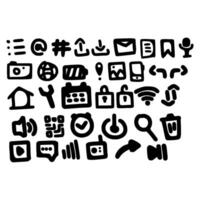 Hand drawn icons set simple UI design technology theme vector