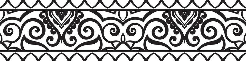 simple mandala Horizontal mandala line pattern. Black pattern brush on white background. vector