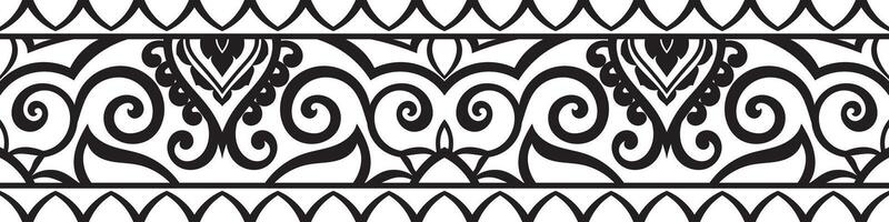 simple mandala Horizontal mandala line pattern. Black pattern brush on white background. vector