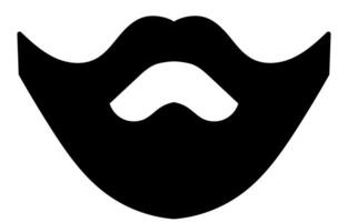 Hipster mustache icon, men's mustache face decoration graphic element vector