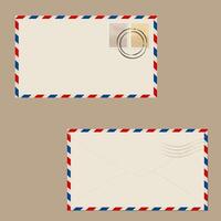 Post Envelope Set With Stamps Vector Illustration