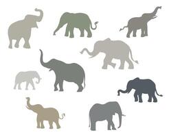 vistoso elefante siluetas conjunto vector