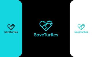 love and save Turtle modern logo vector