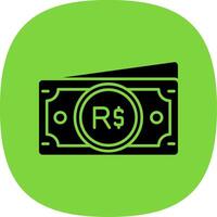 Brazilian real Glyph Curve Icon vector