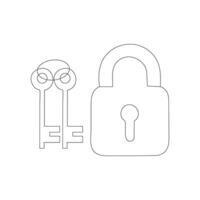 Simple keys and locks related vector line art