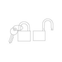 Simple keys and locks related vector line art