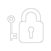 Simple keys and locks related vector line art