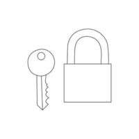 Simple keys and locks related vector line art