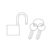 Simple keys and locks related vector line art