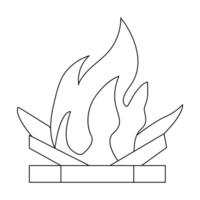 Continuous line drawing of fire Flame linear icon Vector illustration