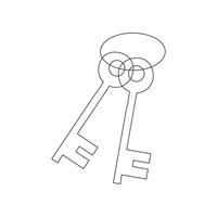 Simple keys and locks related vector line art