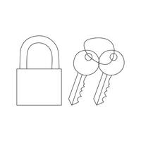 Simple keys and locks related vector line art