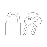 Simple keys and locks related vector line art