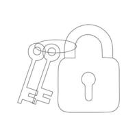 Simple keys and locks related vector line art