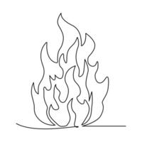 continuo línea dibujo de fuego fuego lineal icono vector ilustración