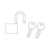 Simple keys and locks related vector line art