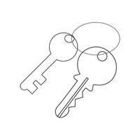 Simple keys and locks related vector line art