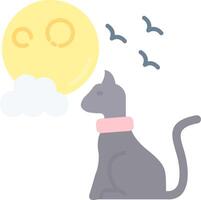 negro gato plano ligero icono vector