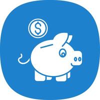 cerdito banco glifo curva icono vector