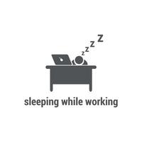 vector illustration of sleeping while working flat design.