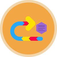 Derecha giro plano multi circulo icono vector