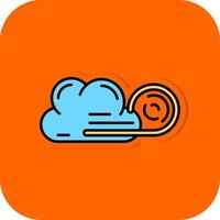 Wind cloud Filled Orange background Icon vector