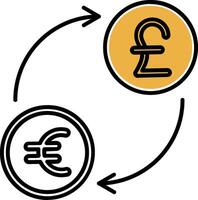 Currency exchange Skined Filled Icon vector