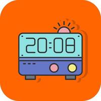 Alarm clock Filled Orange background Icon vector