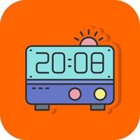 Alarm clock Filled Orange background Icon vector