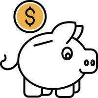 cerdito banco desollado lleno icono vector