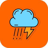 Thunder strom Filled Orange background Icon vector