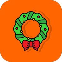 Christmas wreath Filled Orange background Icon vector