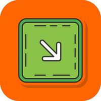 Down right arrow Filled Orange background Icon vector