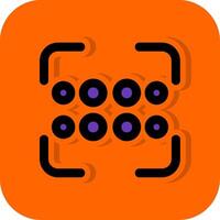 Reorder dots horizontal Filled Orange background Icon vector