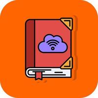 nube biblioteca lleno naranja antecedentes icono vector